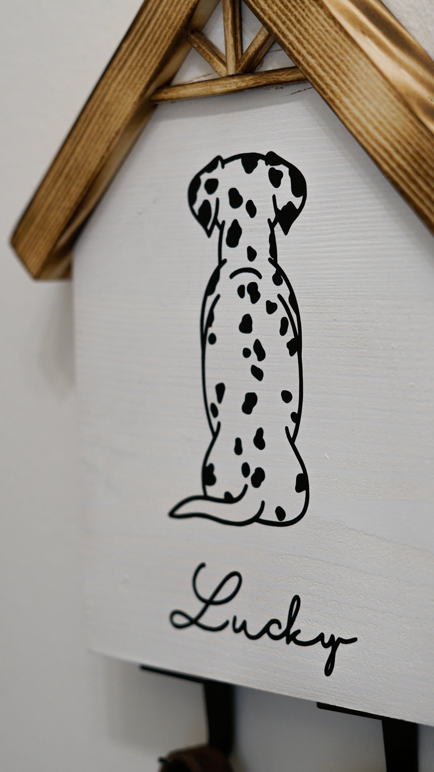 Personalized wooden dog coat rack - hook for dog leash with desired name