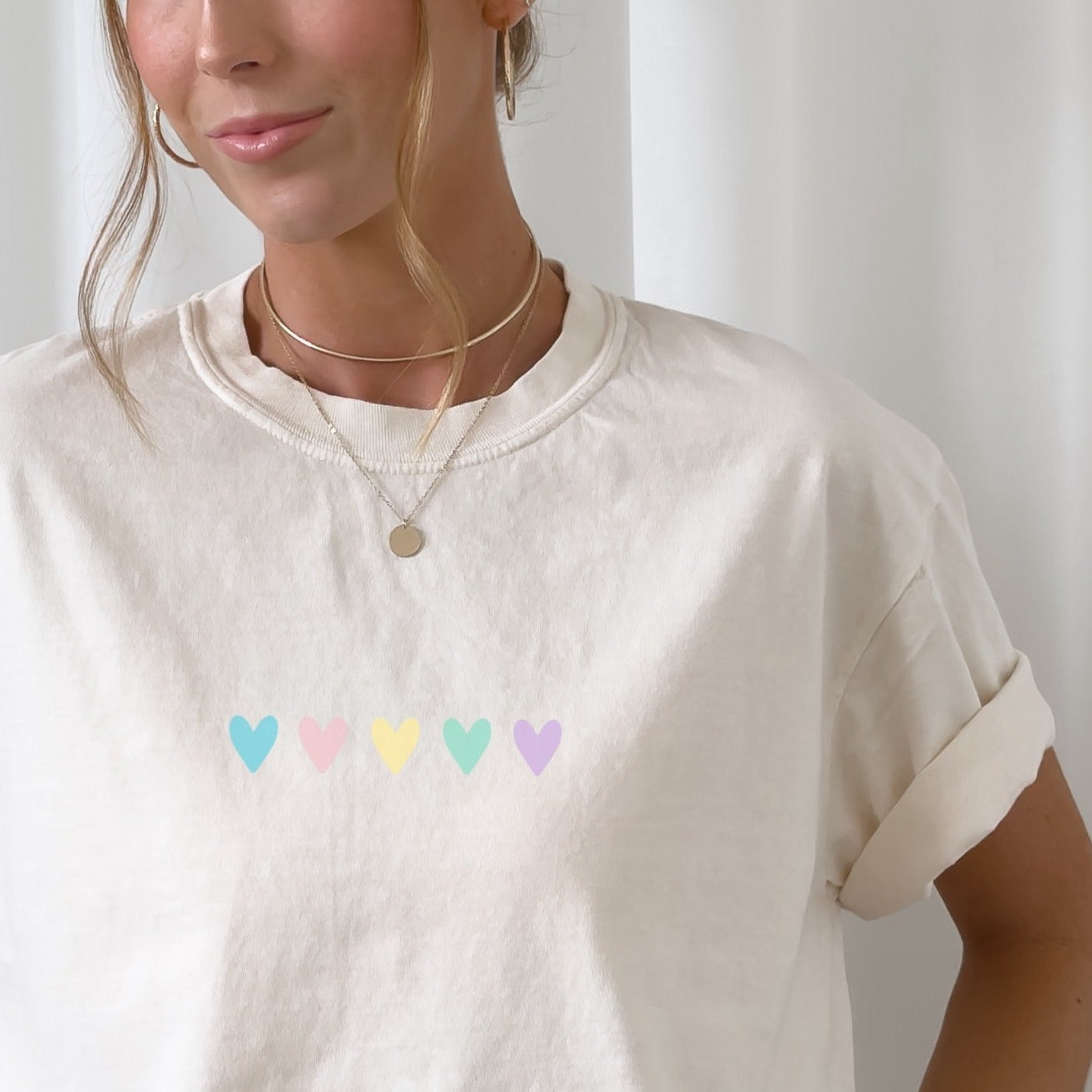 Iron-on image - colorful hearts pastel
