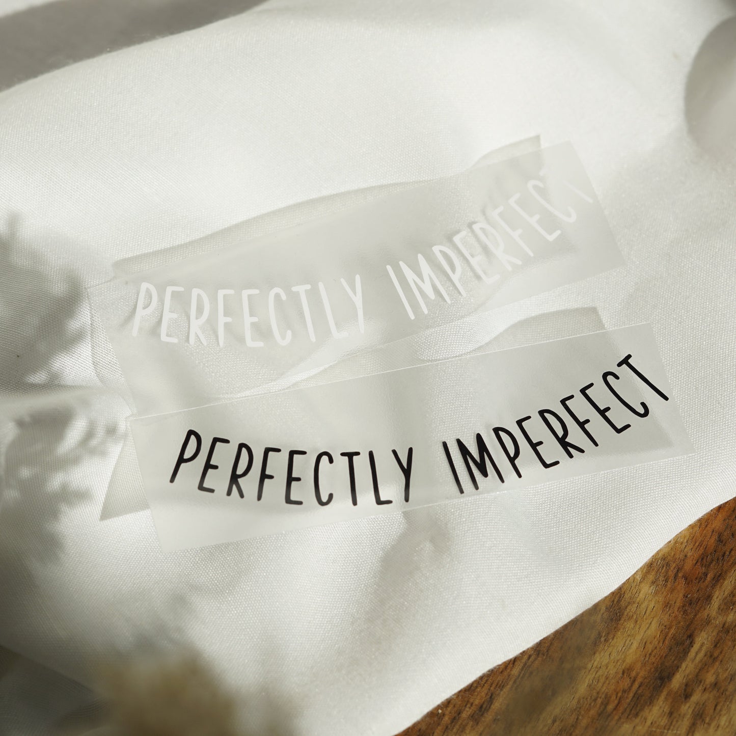Iron-on patch - "perfectly imperfect" / lettering for neck cuffs