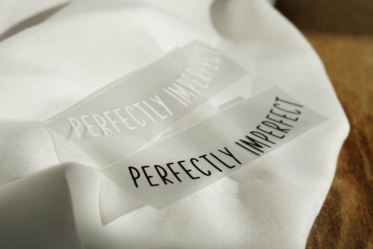Iron-on patch - "perfectly imperfect" / lettering for neck cuffs