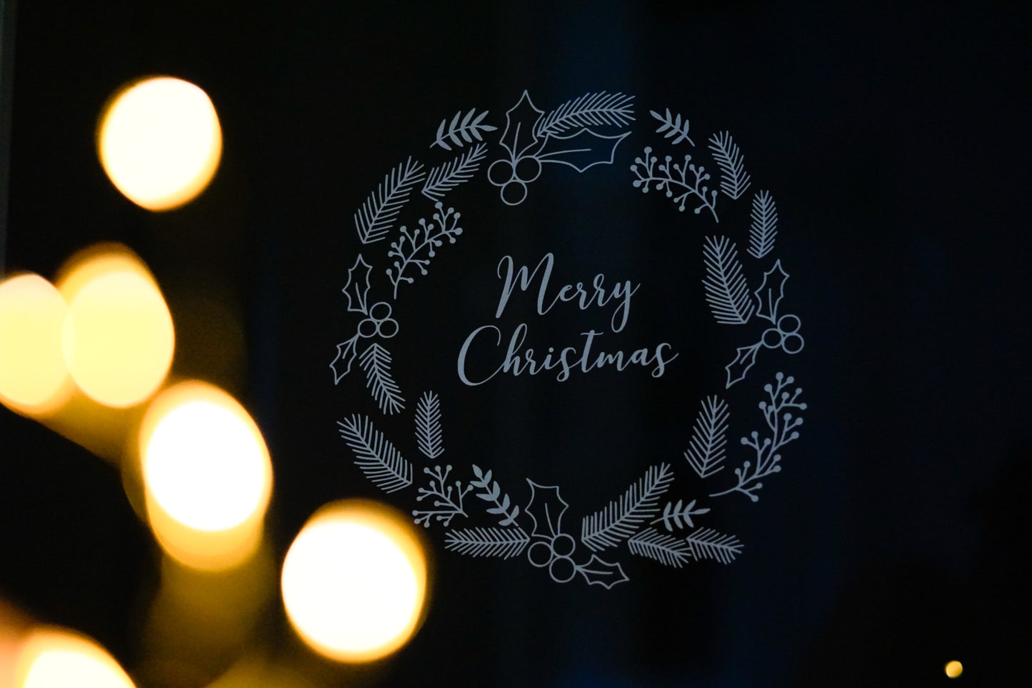 Sticker/Decal Set - Window picture "Winter landscape & Christmas wreath"