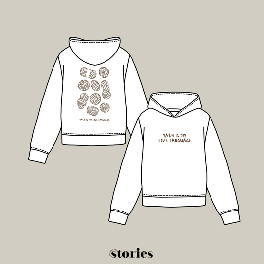Plotterdatei Yarn is my Love Language – Vorderprint mit Statement-Spruch im Line Art Stil, perfekt für alle Strickbegeisterten.