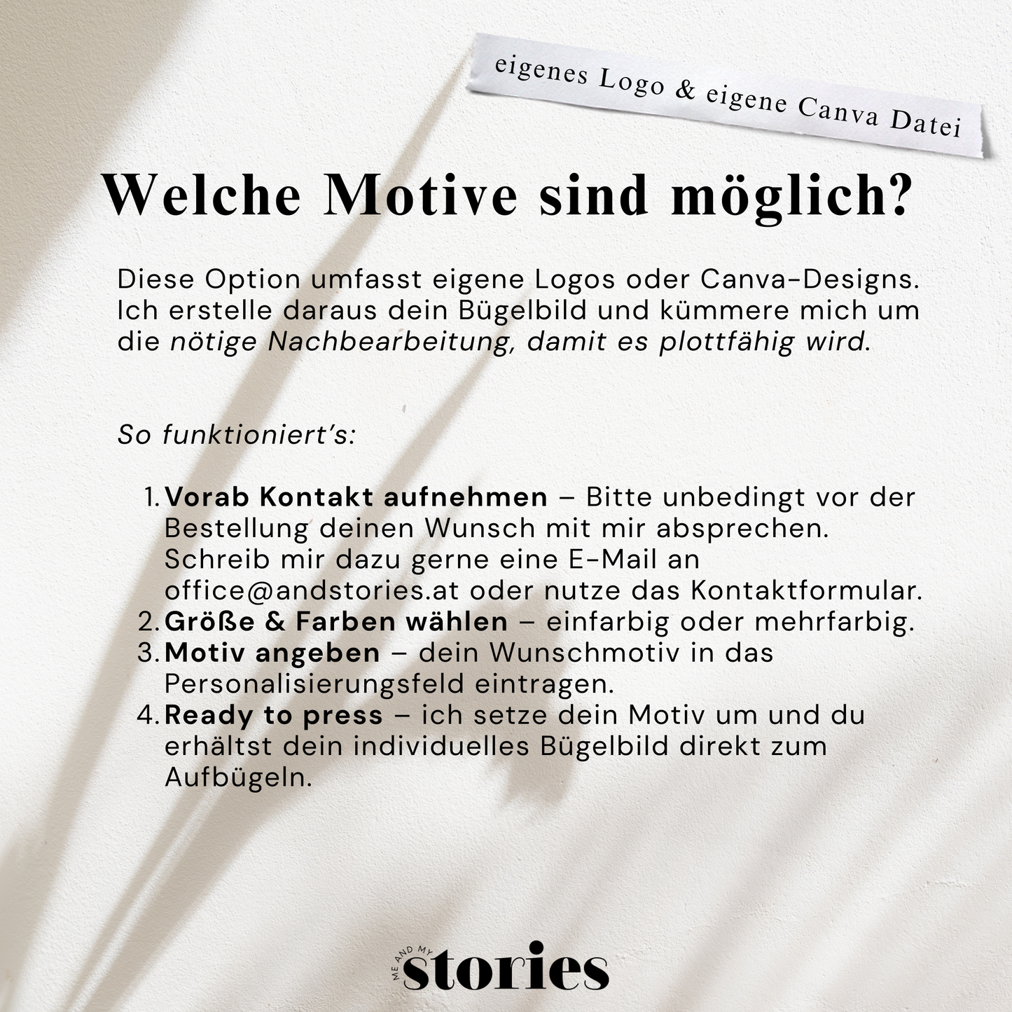 Eigenes Logo oder Canva-Design als Bügelbild – personalisiertes Wunschmotiv, hochwertig gefertigt und fix & fertig zum Aufbügeln auf Textilien.