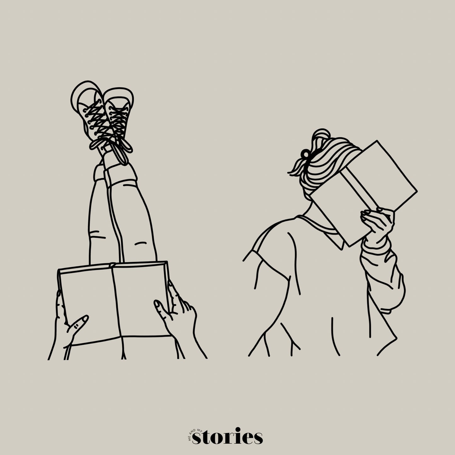 2 digitale Plotterdateien im minimalistischen Line Art Stil – jeweils eine Frau mit einem Buch in der Hand. Ideal für Leseratten, DIY-Taschen, Shirts & mehr.