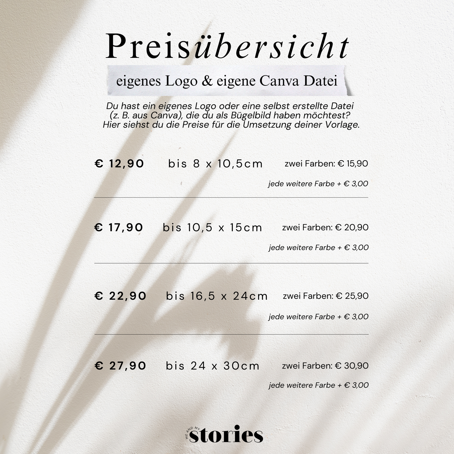 Eigenes Logo oder Canva-Design als Bügelbild – personalisiertes Wunschmotiv, hochwertig gefertigt und fix & fertig zum Aufbügeln auf Textilien.