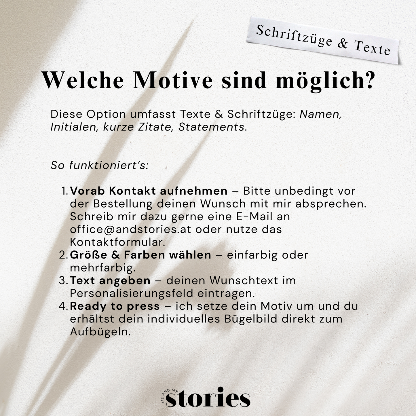 Personalisiertes Bügelbild mit Wunschtext – individuelle Schriftzüge, Namen oder Sprüche als fertiges Textil-Bügelmotiv in verschiedenen Größen und Farben.