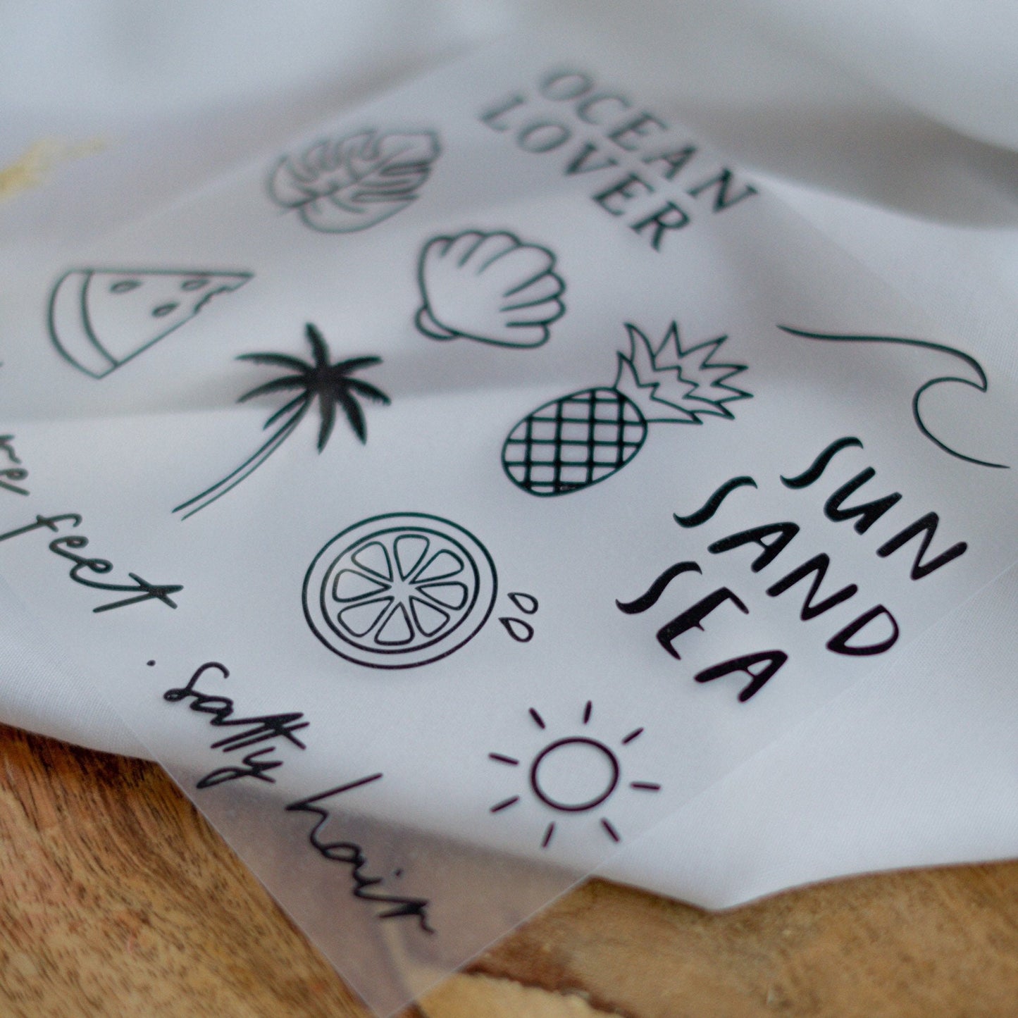 Iron-on summer set - lettering, sayings, palm tree & sea