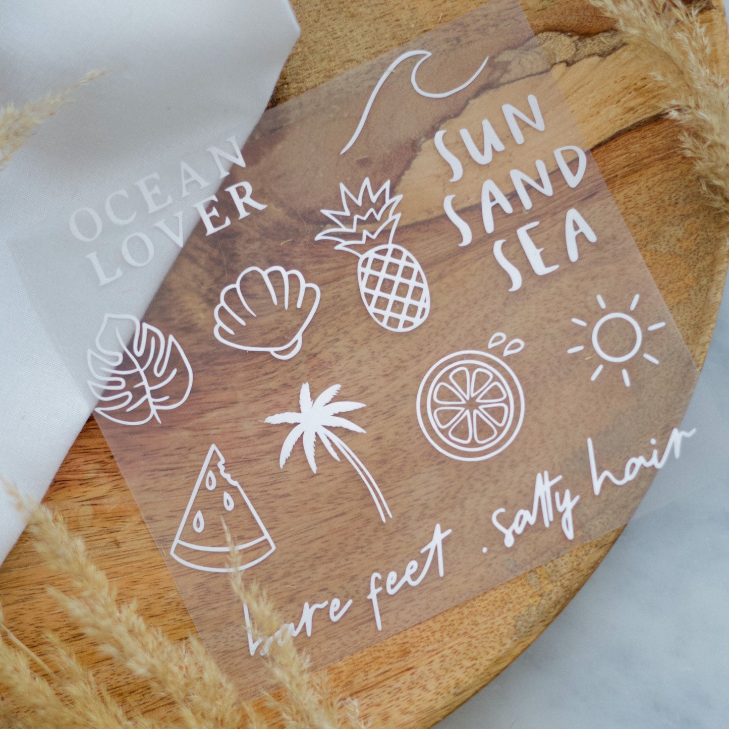 Iron-on summer set - lettering, sayings, palm tree & sea