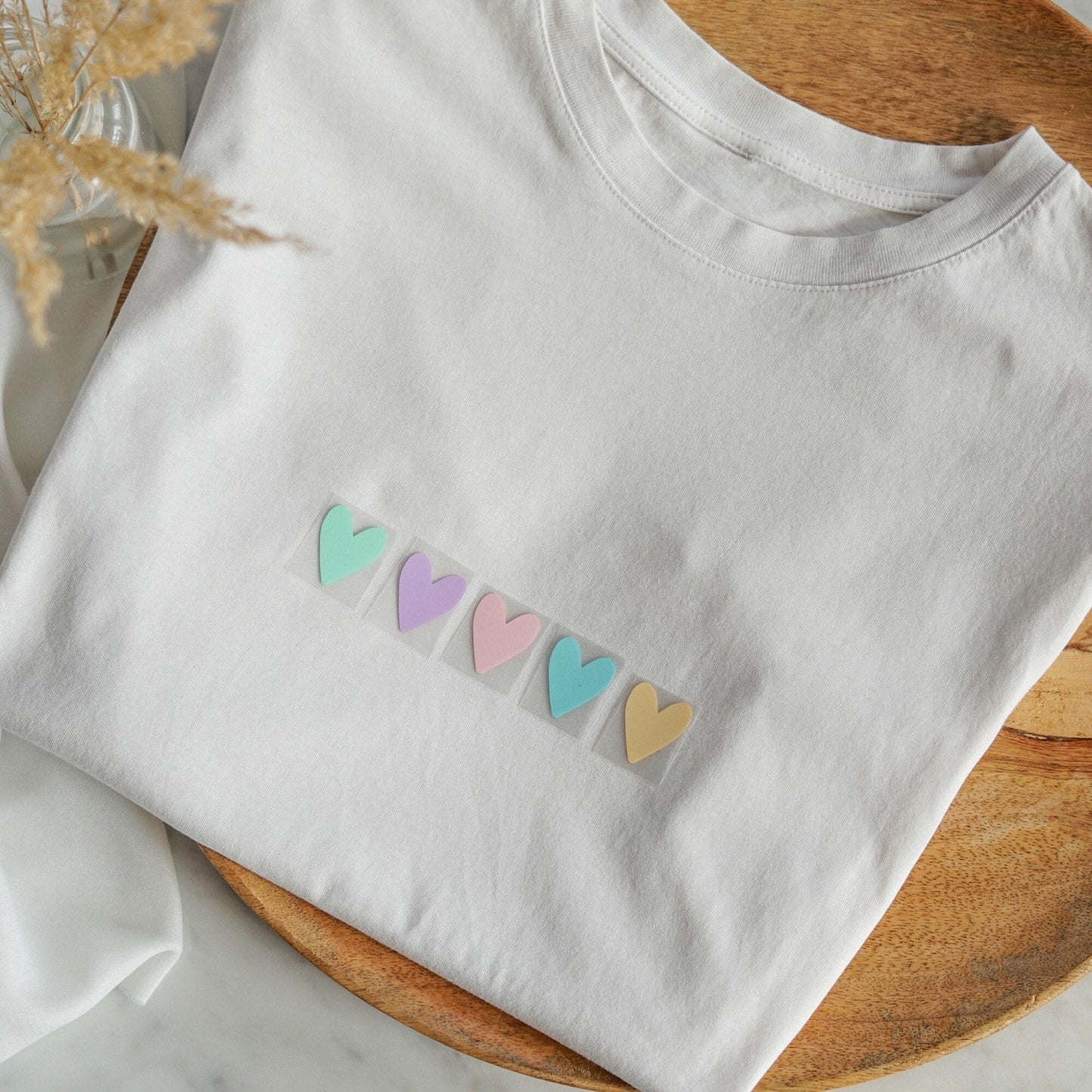 Iron-on image - colorful hearts pastel