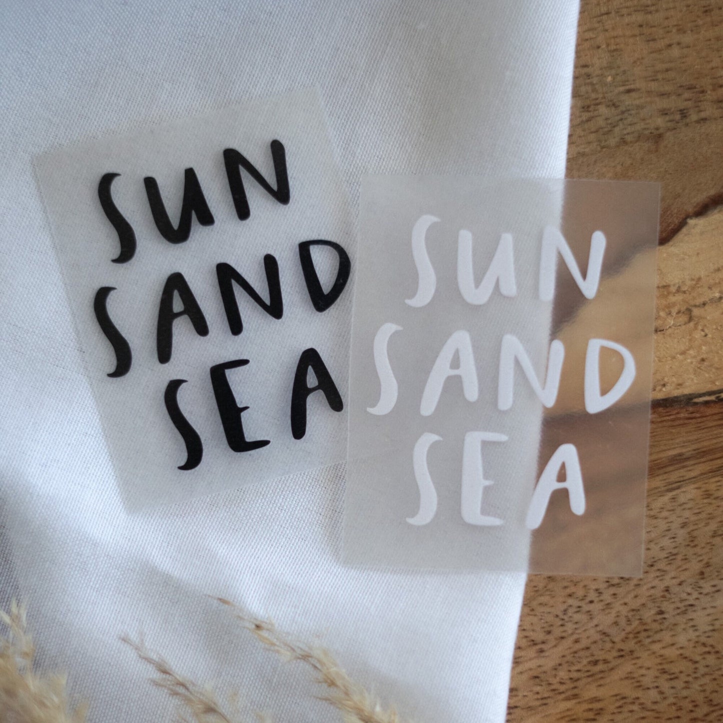 Bügelbild - Spruch "sun sand sea"