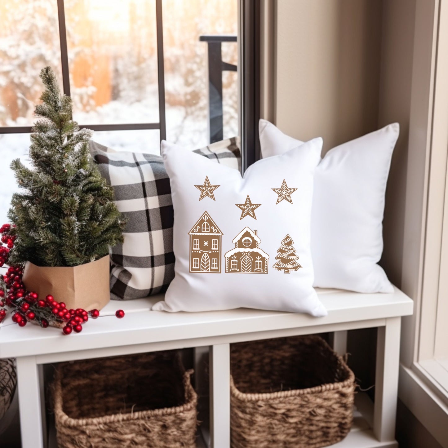 Digital plotter file - Winter landscape & gingerbread village set