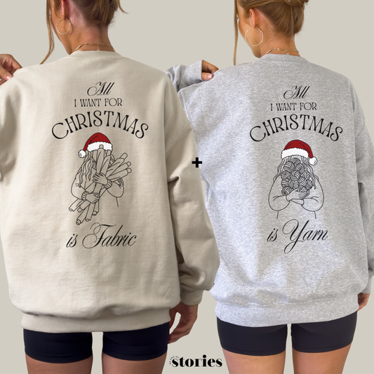 Weihnachtliche Plotterdatei Set im Line Art Stil – Frau mit Wollknäueln und Stoff im Arm, perfektes Motiv für Strickfans & Selbermacher.