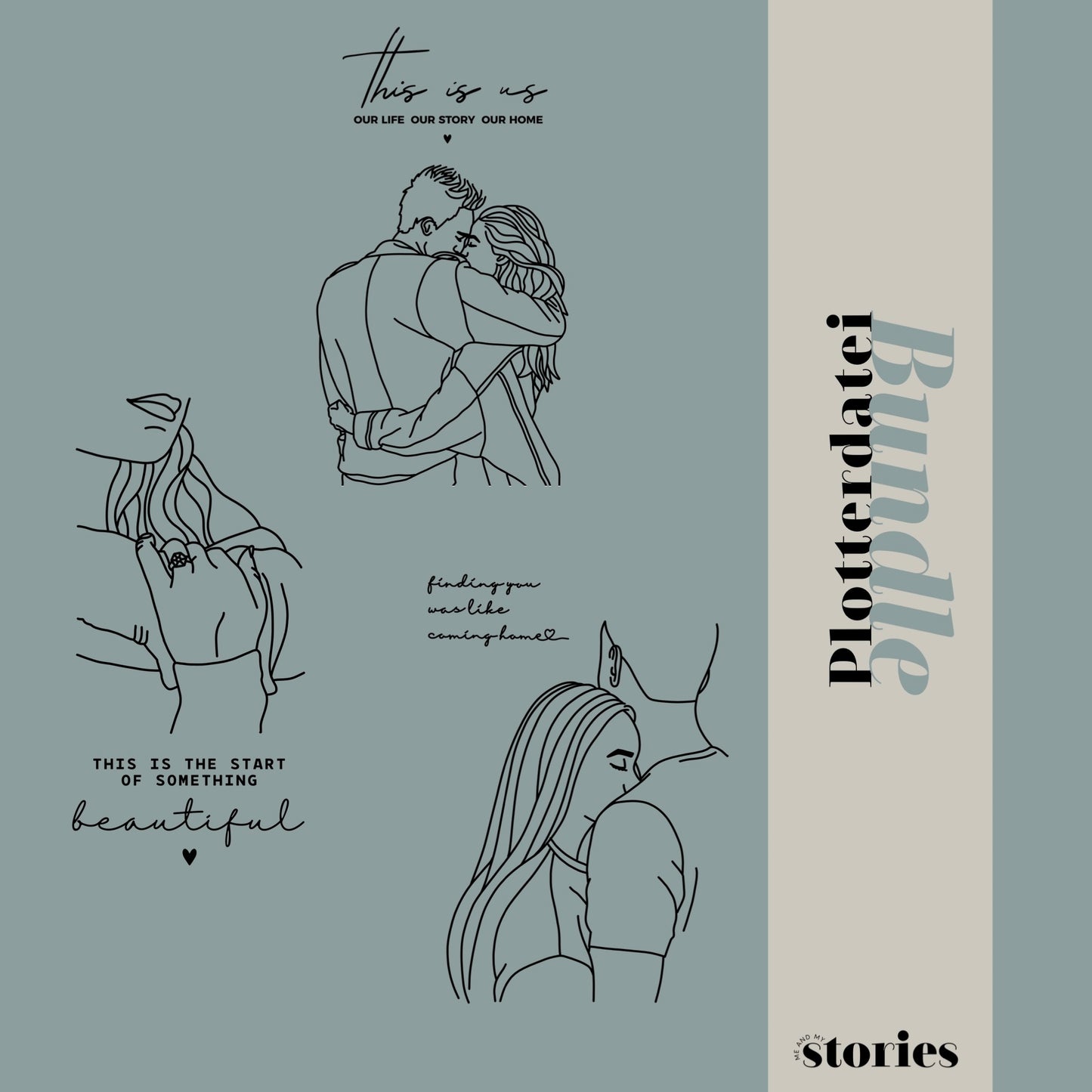 Digital plotter file - Lovers Line Art Set