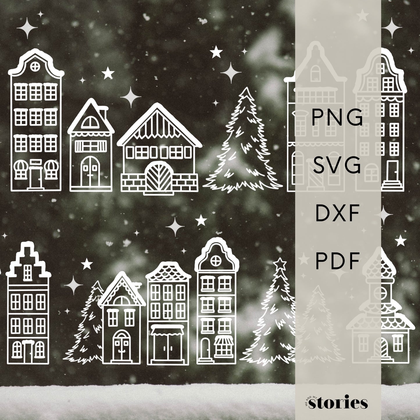 Digital plotter file - Winter landscape Christmas village