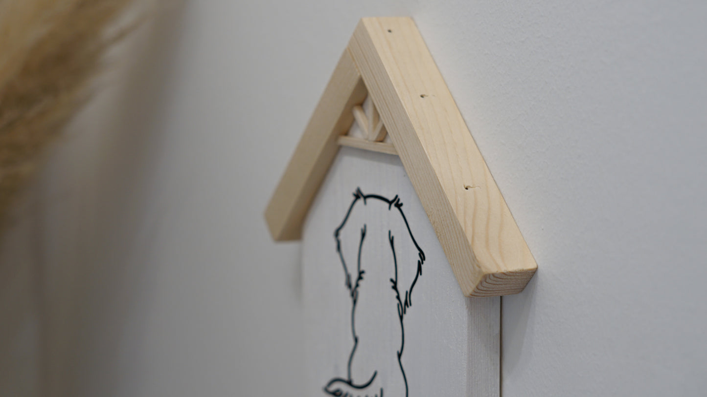 Personalisierte Hundegarderobe aus Holz - Haken für Hundeleine mit Wunschnamen