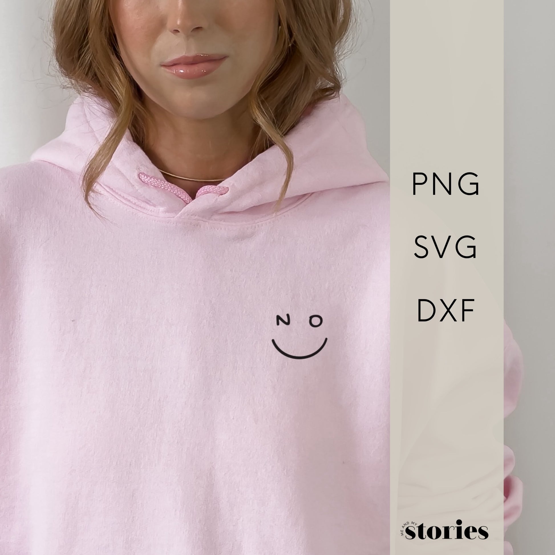 Digitale Plotterdatei mit Smiley-Design und dem Schriftzug „NO“ als Augen – minimalistisches Statement für Shirts, Hoodies, Beutel & Co.