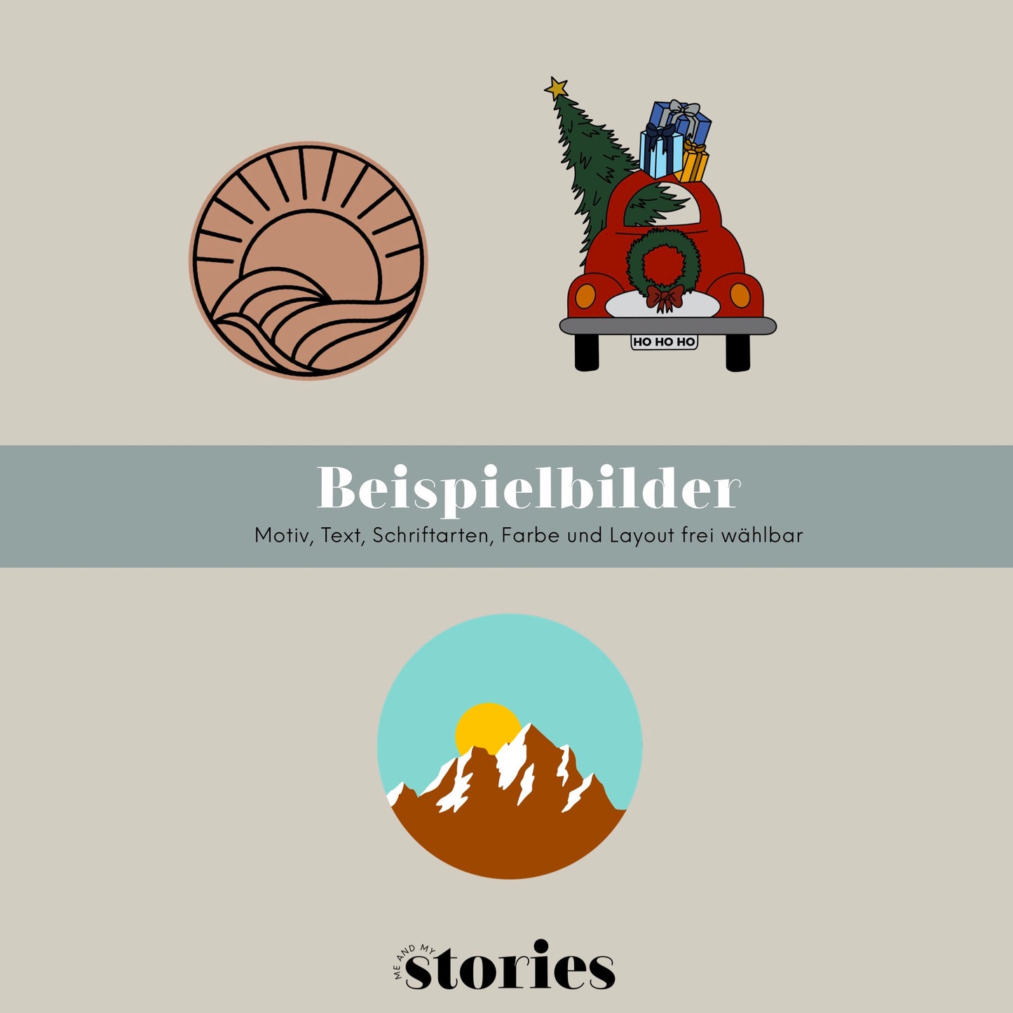 Individuell erstellte, mehrfarbige Plotterdatei nach Wunsch – als Kombination aus Illustration & Text. Für Cricut, Silhouette & Brother.