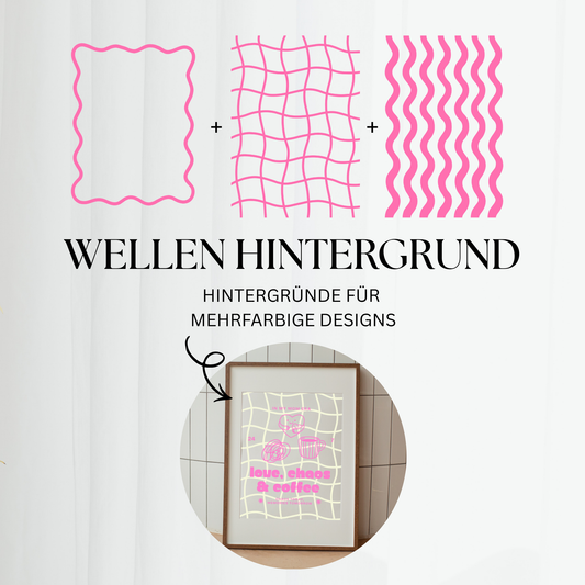 Plotterdatei „Wellen Hintergründe 3er Set“ mit drei verschiedenen Wellen Mustern, minimalistische Linien, für mehrfarbige Designs kombinierbar, SVG DXF PNG