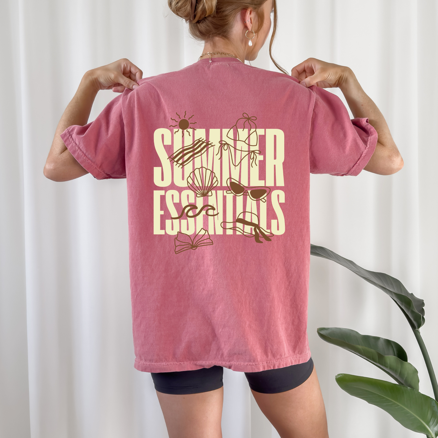 Plotterdatei „Summer Essentials“ mit Bikini, Sonnenbrille, Muschel, Sonnenhut, Sonne und sommerlichen Urlaubsmotiven als Backprint, SVG DXF PNG