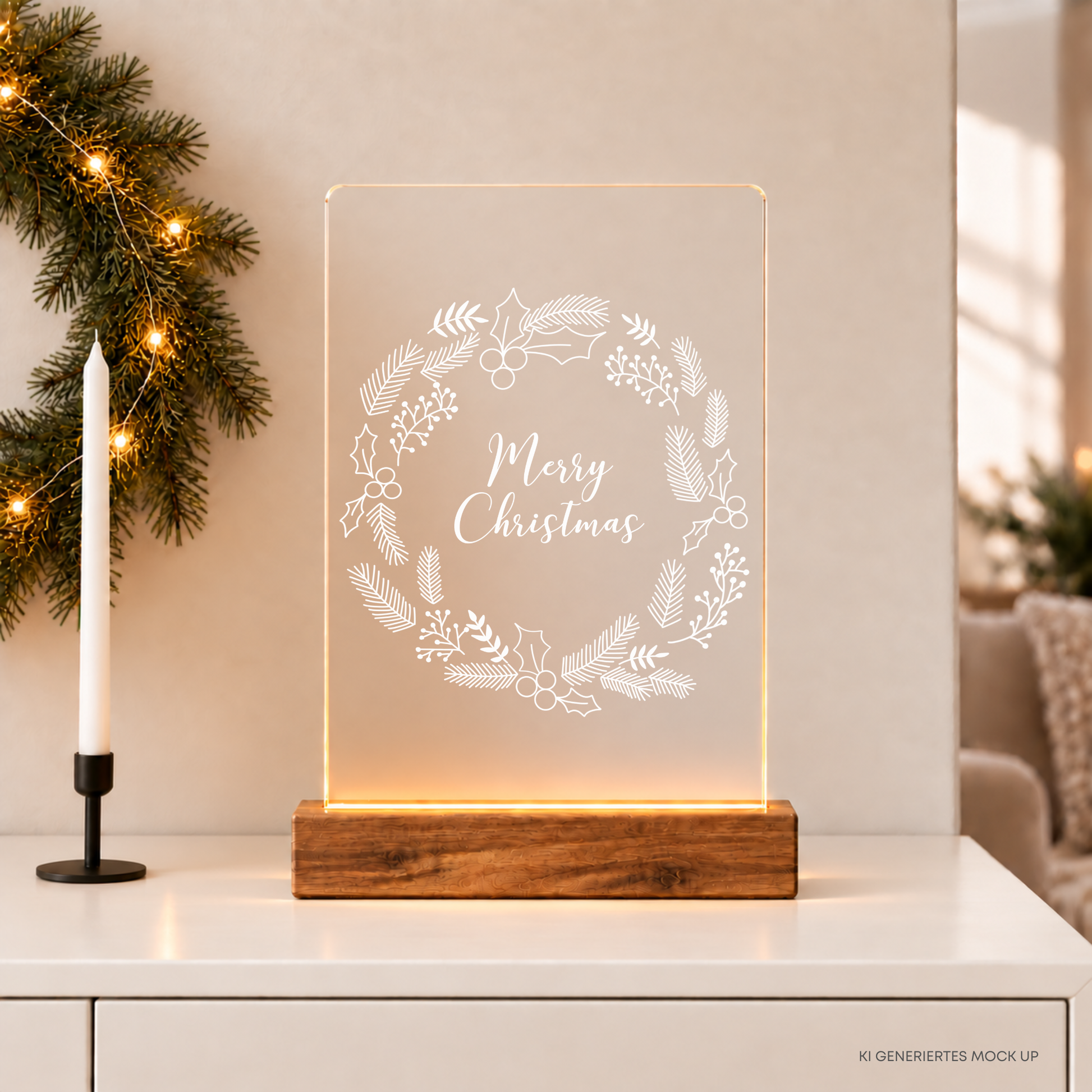 Weihnachtskranz Plotterdatei Merry Christmas für Weihnachtsdeko – SVG, DXF und PNG