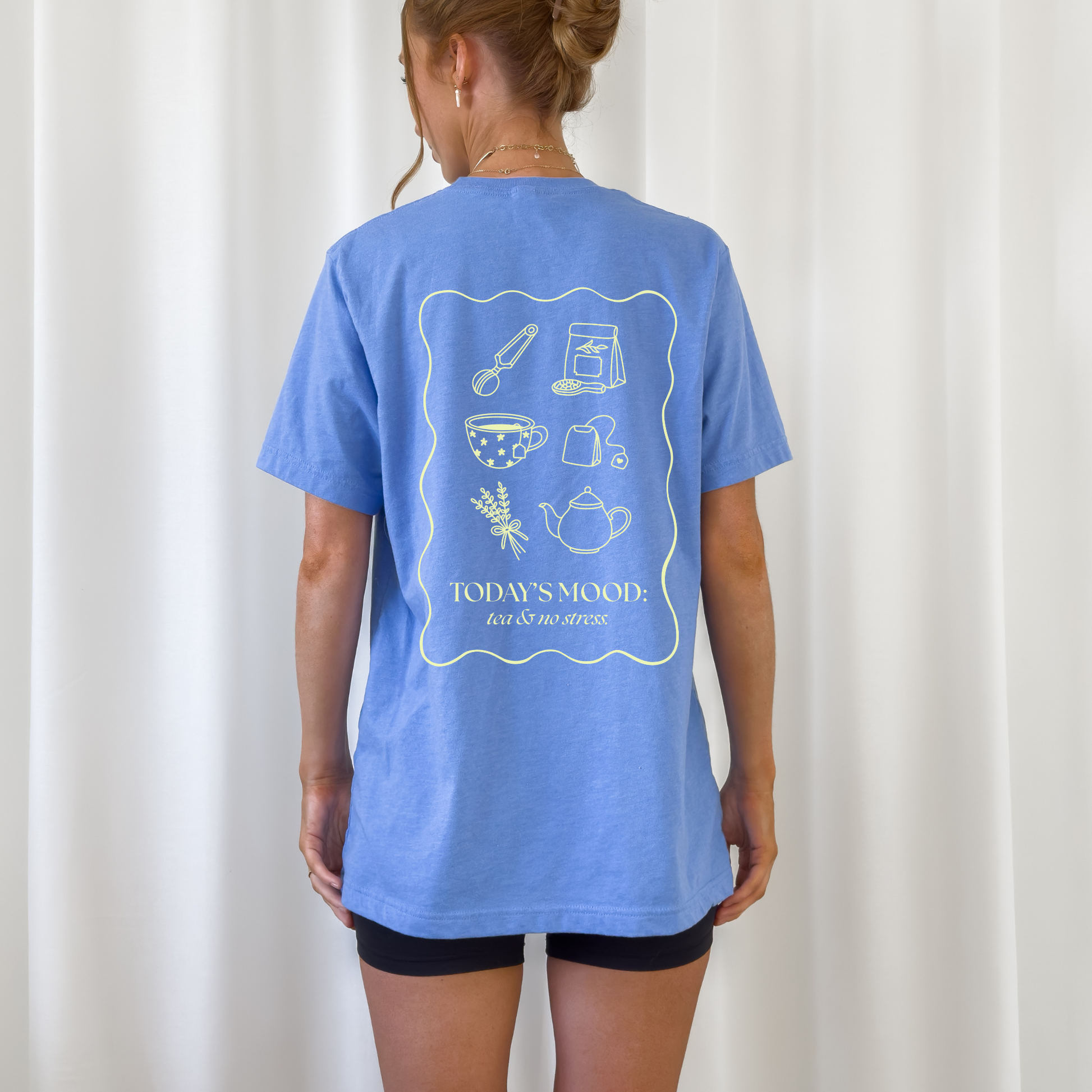 Plotterdatei „Tea & No Stress“ mit Tee-Illustrationen und Schriftzug „today’s mood: tea & no stress“