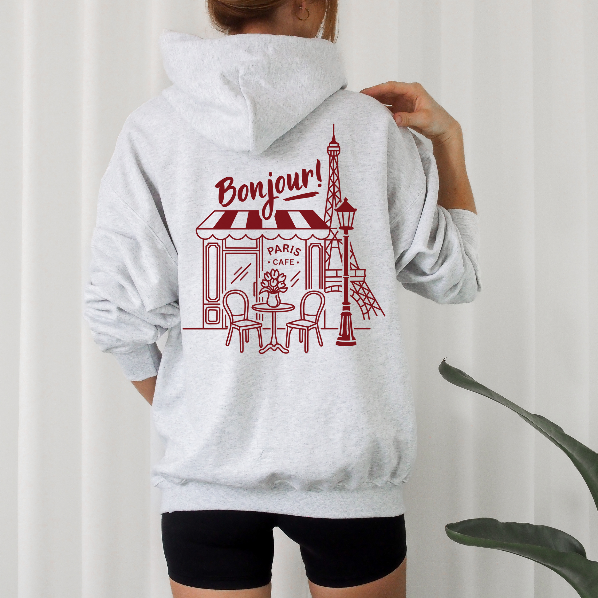 Plotterdatei „Paris Vibes“ mit Café Illustration, Eiffelturm und Schriftzug „La vie est belle“, Front- & Backprint, SVG DXF PNG