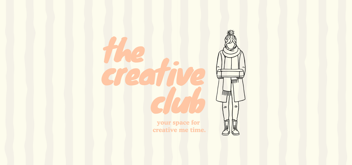 Banner für the creative club, your space for creative me time.