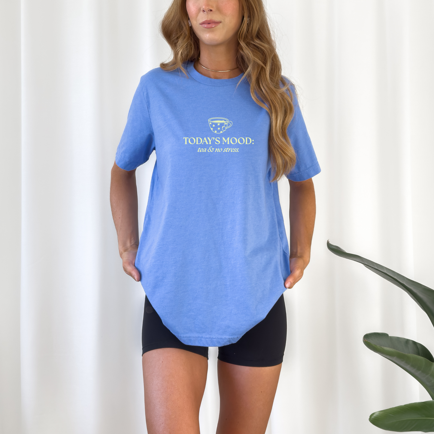 Plotterdatei „Tea & No Stress“ mit Tee-Illustrationen und Schriftzug „today’s mood: tea & no stress“