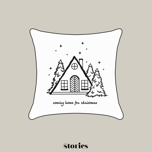 Weihnachten Plotterdatei SVG Coming Home for Christmas mit Weihnachtshaus, Tannen und Sternen für Kissen, Weihnachtsdeko und DIY Projekte