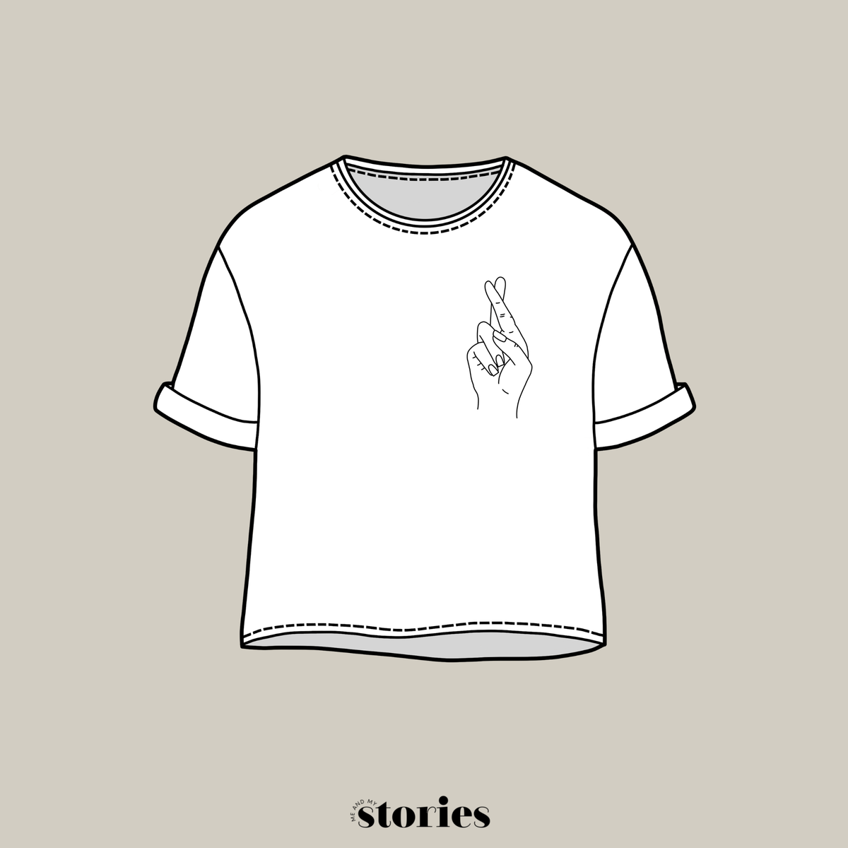 Fingers Crossed Plotterdatei SVG mit gekreuzten Fingern als minimalistisches Line Art Glückssymbol auf einem T-Shirt