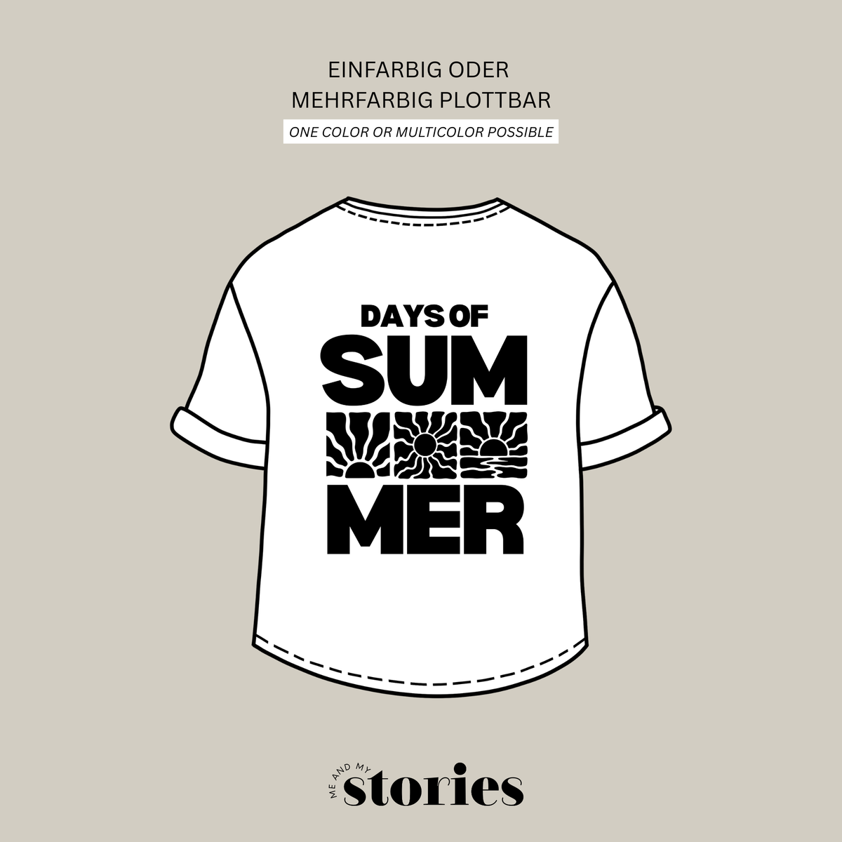 Plotterdatei „Days of Summer“ mit Schriftzug und Sonnenstrahlen im Retro Stil, Sommermotiv, einteiliges Design, SVG DXF PNG