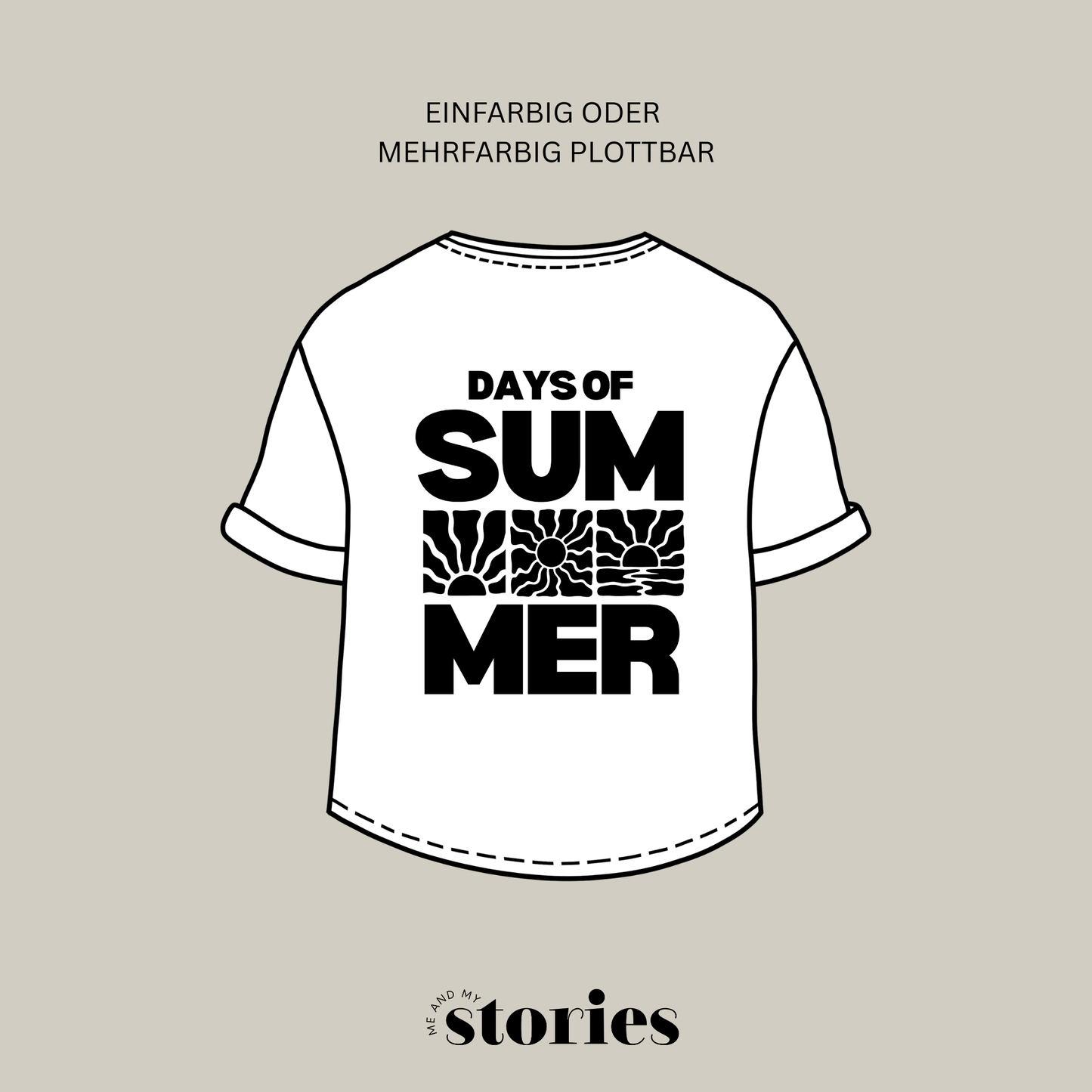 Plotterdatei „Days of Summer“ mit Schriftzug und Sonnenstrahlen im Retro Stil, Sommermotiv, einteiliges Design, SVG DXF PNG