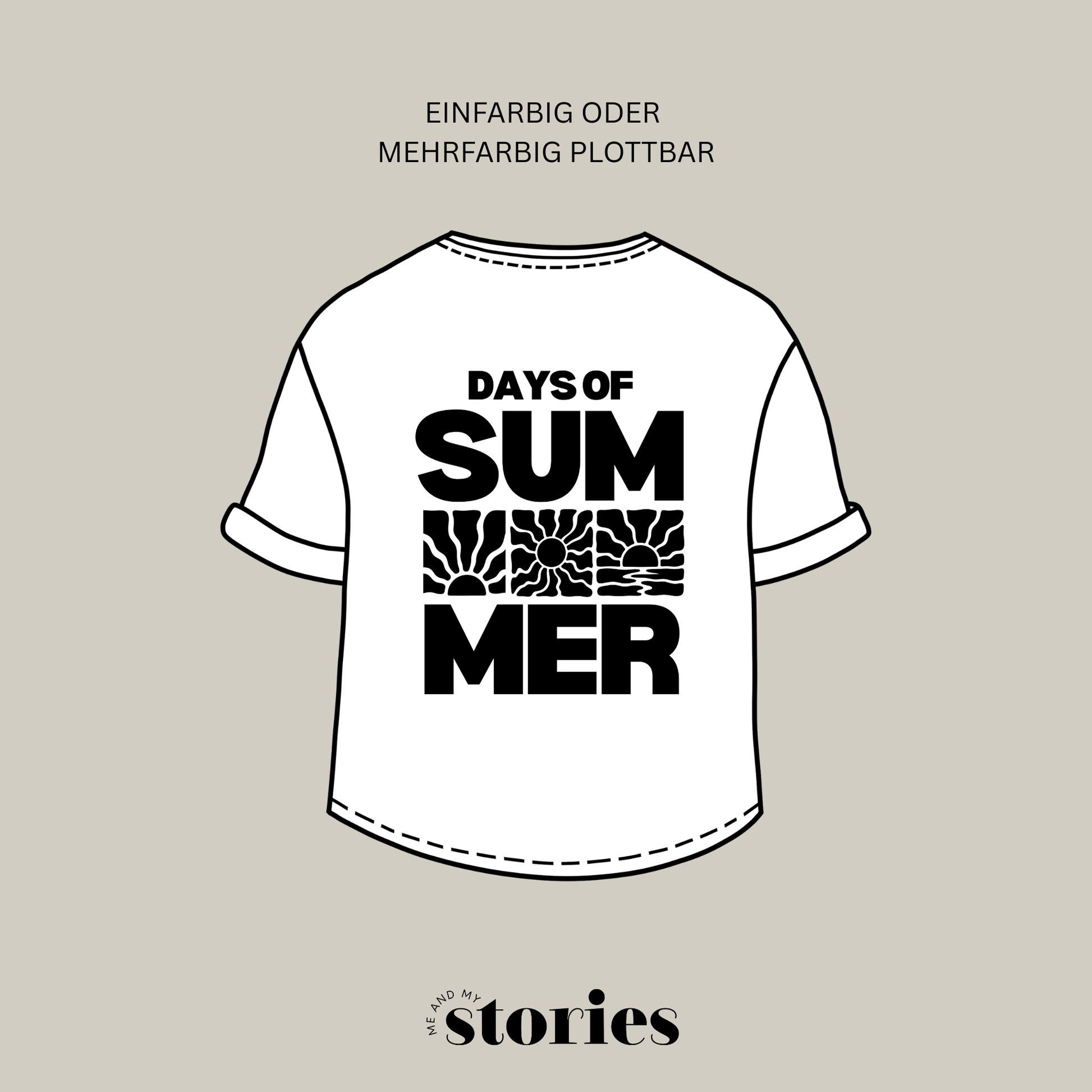 Plotterdatei „Days of Summer“ mit Schriftzug und Sonnenstrahlen im Retro Stil, Sommermotiv, einteiliges Design, SVG DXF PNG