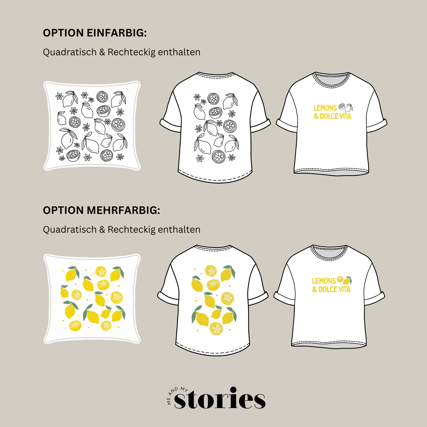 Plotterdatei „Lemons & Dolce Vita“ mit Zitronen, Zitronenscheiben und Blüten im mediterranen Stil, Sommer Deko Design, SVG DXF PNG