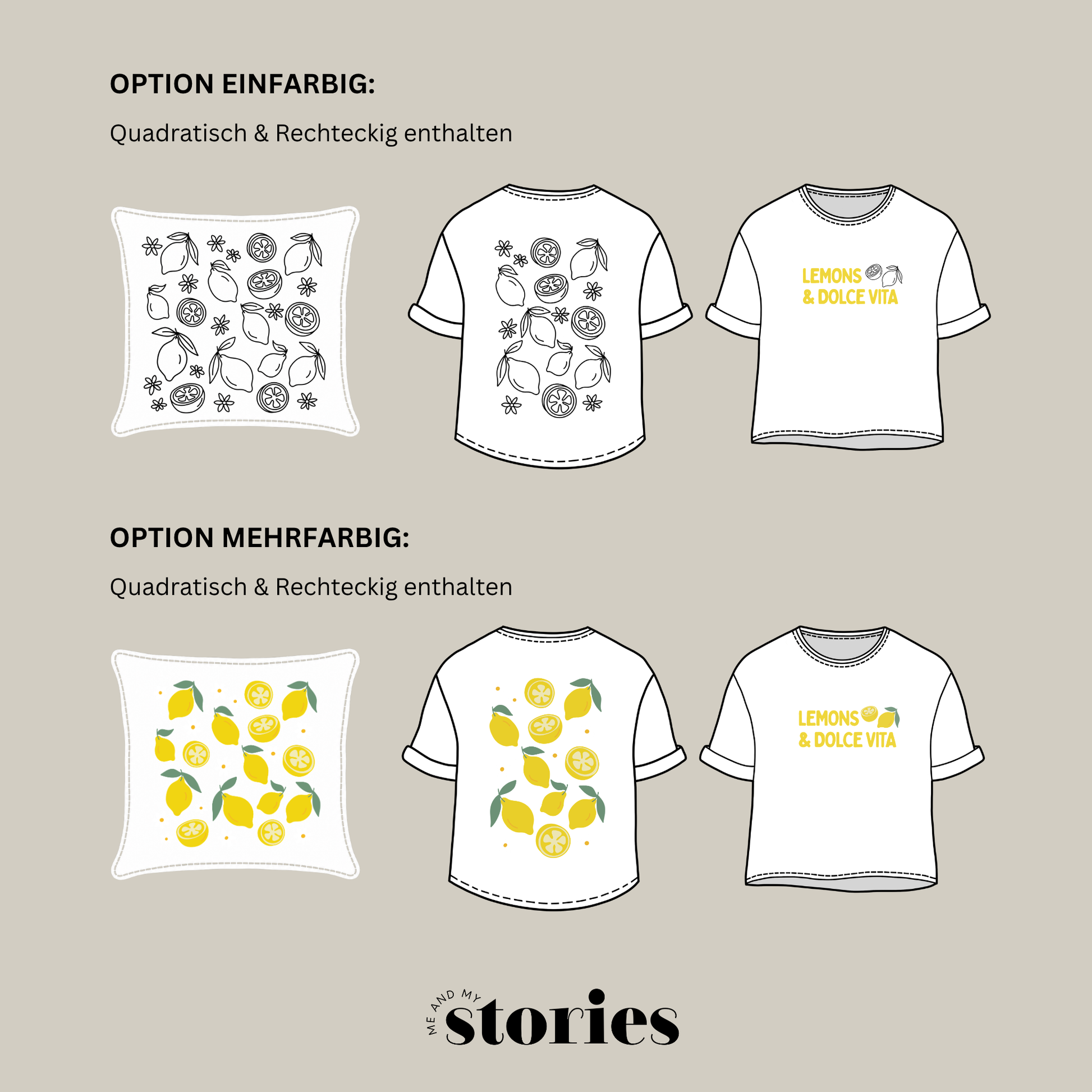 Plotterdatei „Lemons & Dolce Vita“ mit Zitronen, Zitronenscheiben und Blüten im mediterranen Stil, Sommer Deko Design, SVG DXF PNG