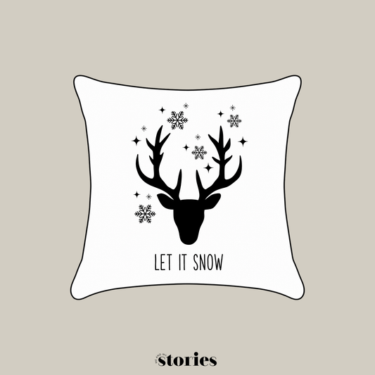 Let it Snow Plotterdatei mit Hirsch und Schneeflocken für winterliche Weihnachtsdeko, Kissen und selbstgemachte Weihnachtsgeschenke