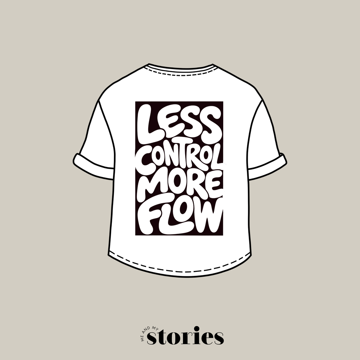 Plotterdatei „Less Control, More Flow“ mit modernem Statement-Schriftzug für Backprint oder Frontprint, SVG DXF PNG