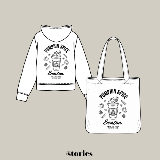Plotterdatei Pumpkin Spice Season mit Pumpkin Spice Latte, Kürbissen, Zimt und herbstlichen Motiven für Sweater, Hoodies und Stoffbeutel