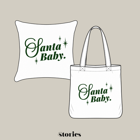 Santa Baby Weihnachtsschriftzug kombiniert mit gestreiftem Christmas Background als mehrfarbiges DIY Plotterdesign.