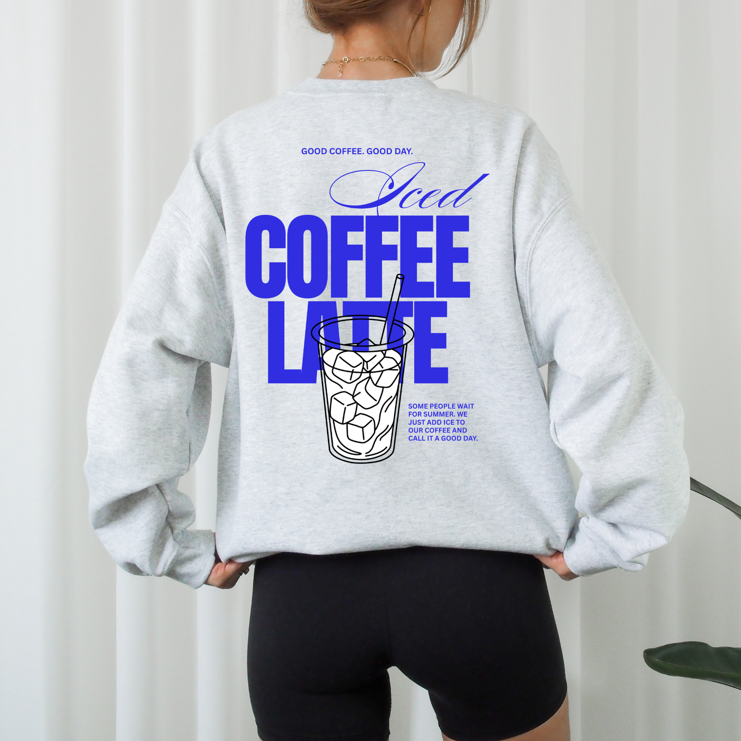 Plotterdatei „Iced Coffee“ mit Eiskaffee-Becher und Coffee-Lover-Schriftzug als Backprint, SVG DXF PNG