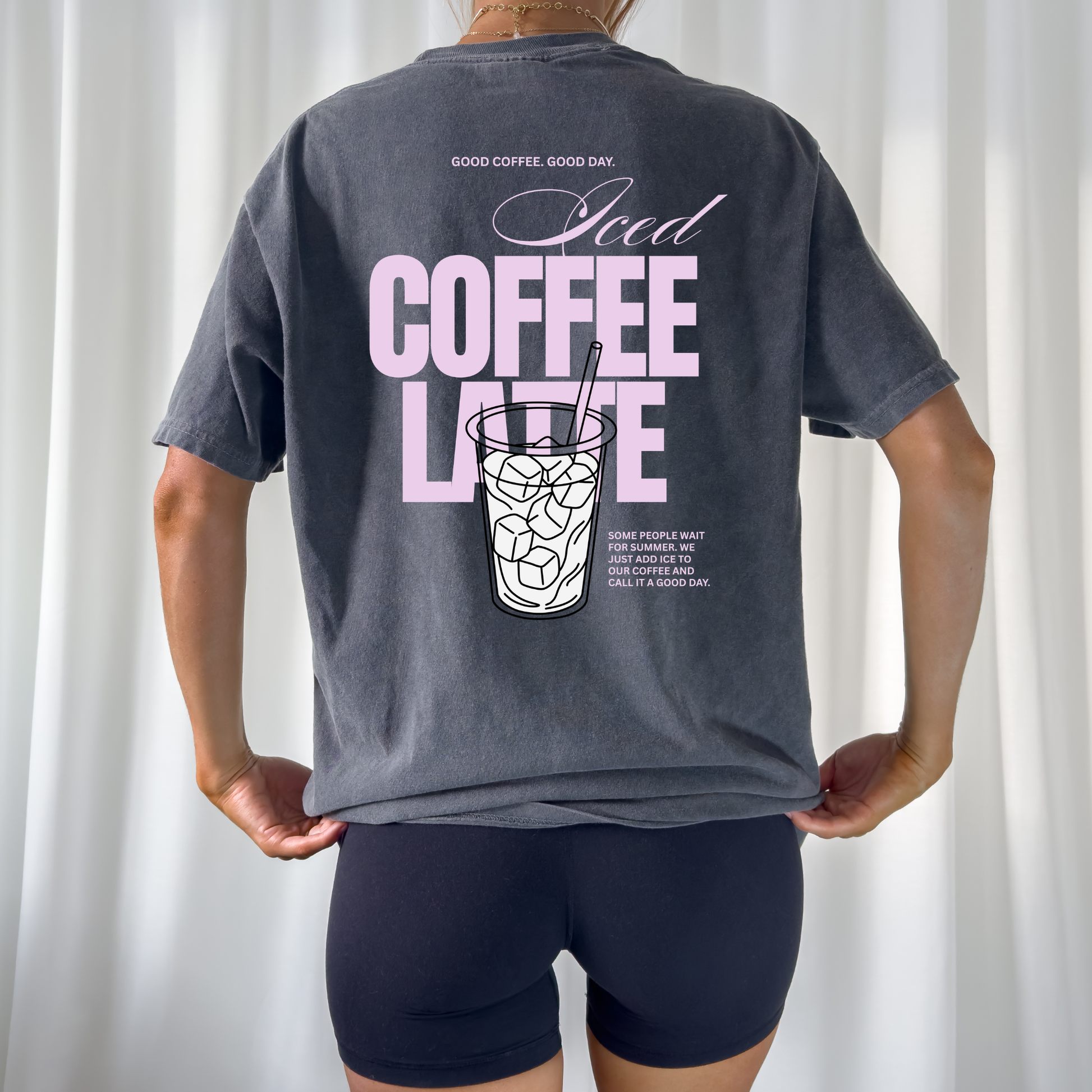 Plotterdatei „Iced Coffee“ mit Eiskaffee-Becher und Coffee-Lover-Schriftzug als Backprint, SVG DXF PNG
