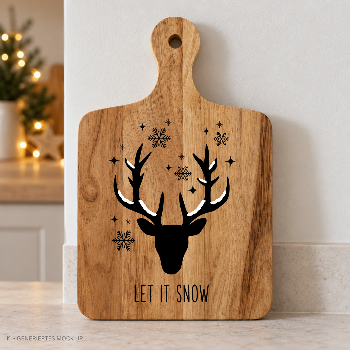 Let it Snow Plotterdatei mit Hirsch und Schneeflocken für winterliche Weihnachtsdeko, Kissen und selbstgemachte Weihnachtsgeschenke