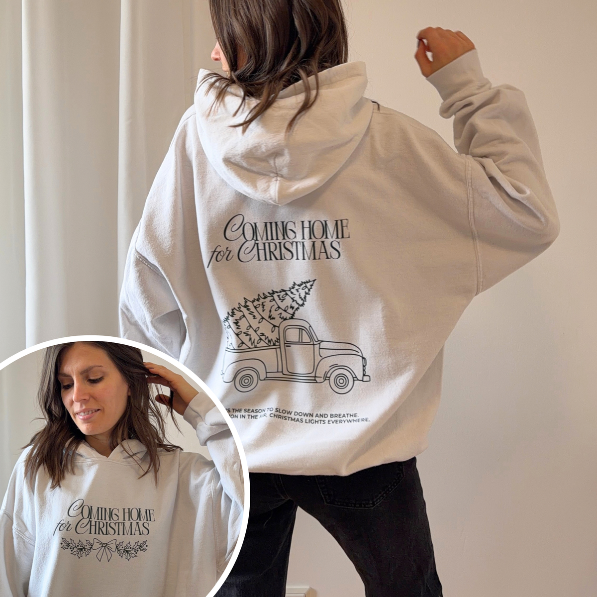 Christmas Bestseller Bundle mit vier weihnachtlichen Plotterdateien für Sweater und Hoodies: It's Giving Christmas Vibes, Cheers to the Season, Coming Home for Christmas und In My Cozy Christmas Era.