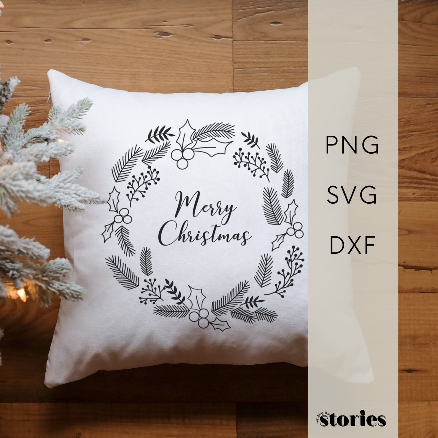 Plotterdatei Merry Christmas - Tannenkranz mit Schriftzug Merry Christmas, Dateiformate SVG, DXF und PNG