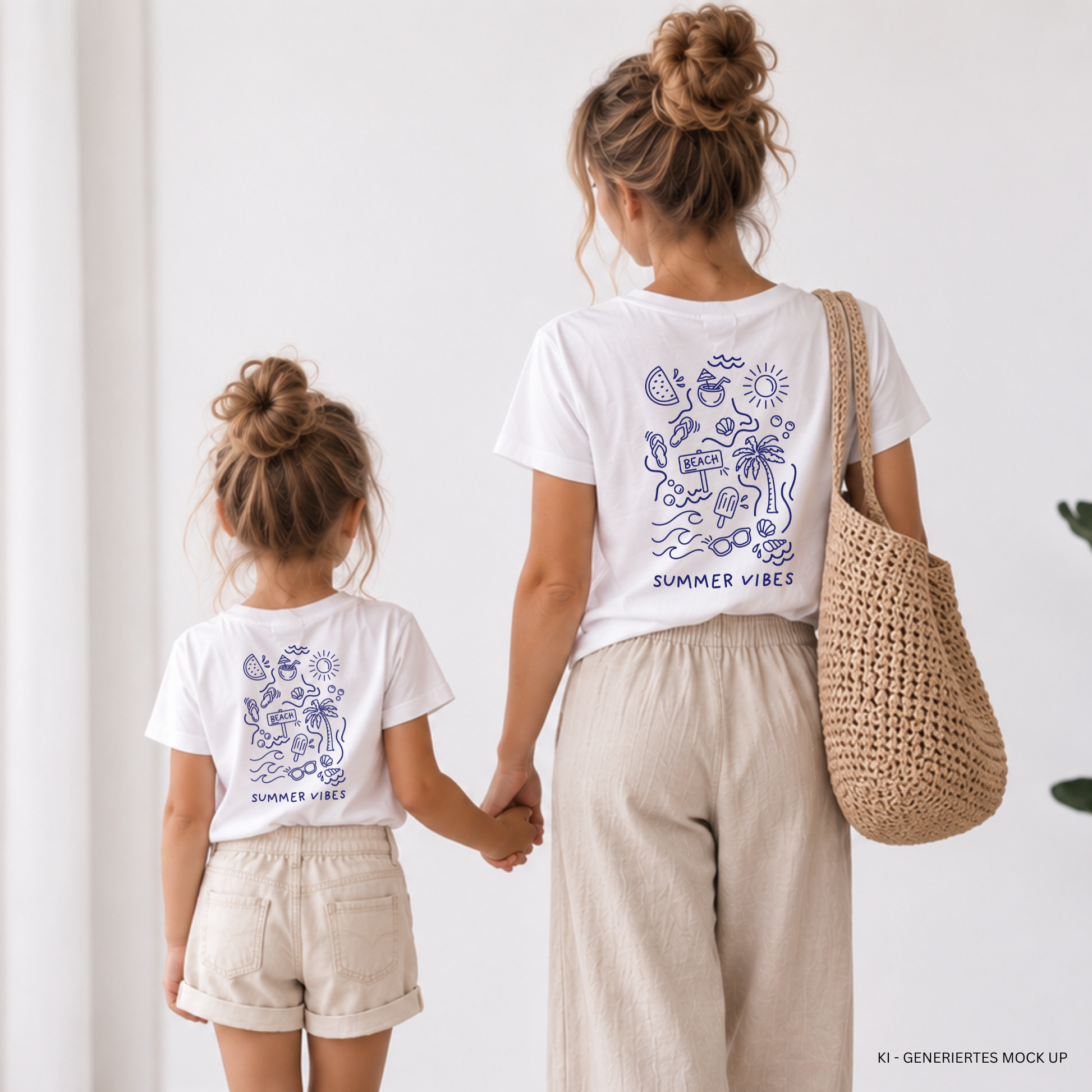 Digitale Plotterdatei „Summer Vibes“ – Ein Design mit fröhlichen Symbolen wie Palme, Flip-Flops und Wassermelone, kombiniert mit den Schriftzügen „Pool Vibes Only“ und „Good Vibes Only“. Ideal für Familien- und Partner-Outfits.