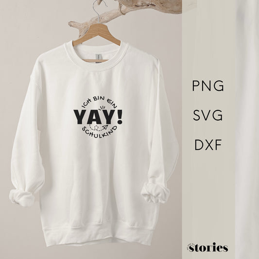 Digitale Plotterdatei „Ich bin ein Schulkind“ – verspieltes Design, perfekt für den Schulstart und zur Einschulung. Ideal für T-Shirts, Taschen und Schulzubehör.