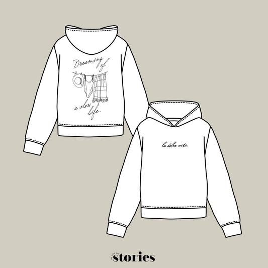 Plotterdatei Set: Großer Statement-Print – stilvolle Boho-Illustration für den Rückenprint auf Shirts & Hoodies und dezenter Schriftzug "dolce vita" als Print für die Vorderseite