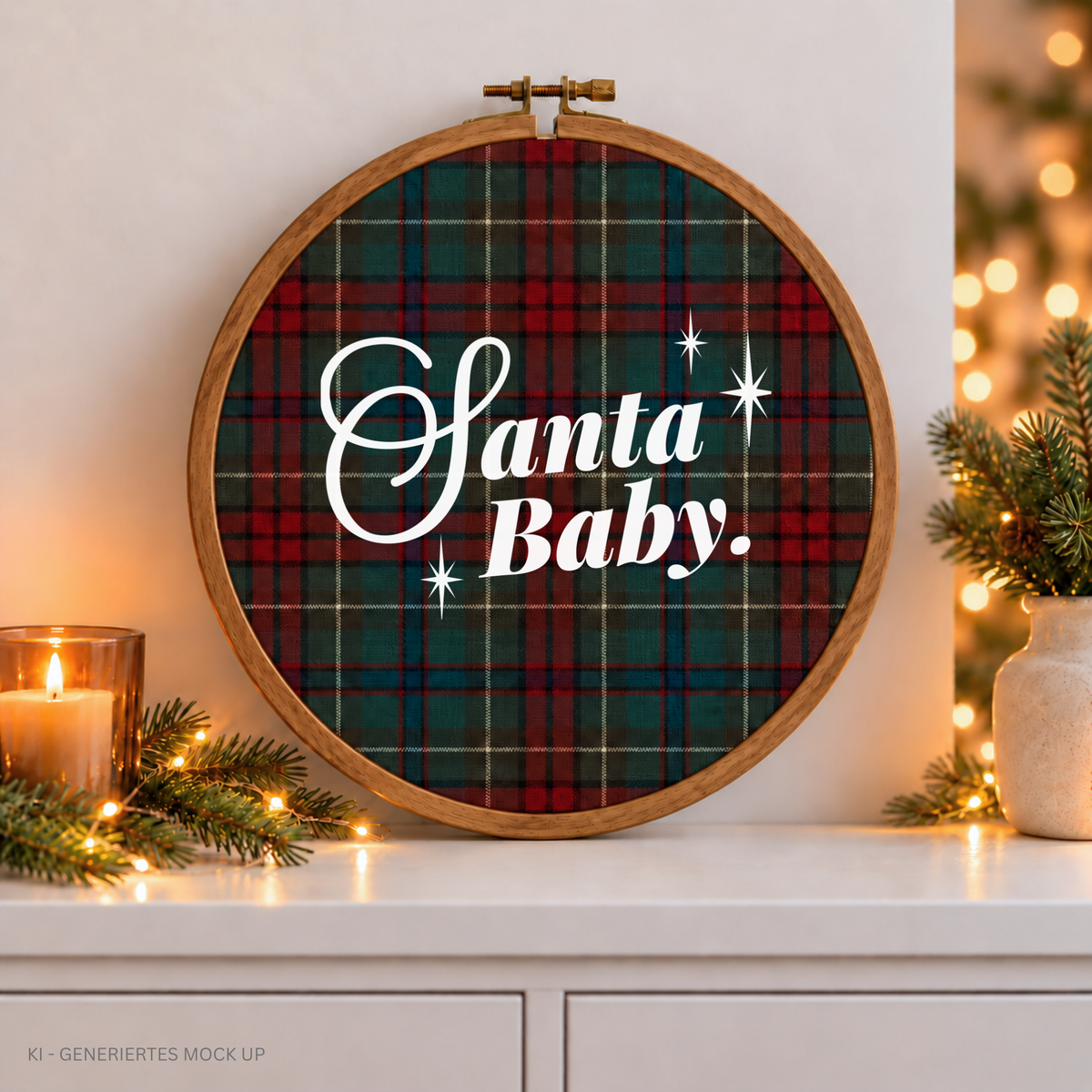 Santa Baby Weihnachtsschriftzug kombiniert mit gestreiftem Christmas Background als mehrfarbiges DIY Plotterdesign.