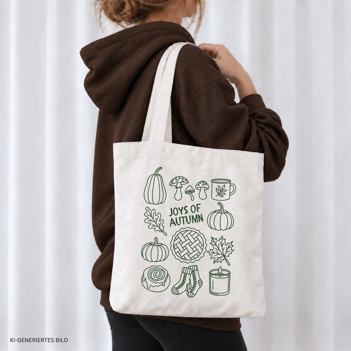 Plotterdatei Joys of Autumn mit Kürbissen, Pilzen, Zimtschnecke, Tasse, Blättern, Kerze und weiteren herbstlichen Cozy Motiven als SVG, DXF und PNG