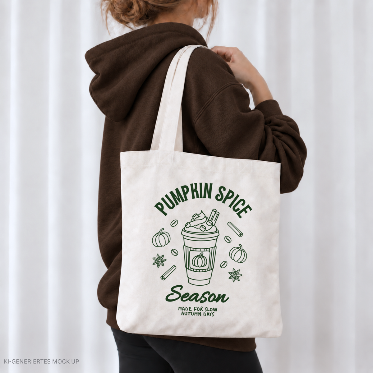 Plotterdatei Pumpkin Spice Season mit Pumpkin Spice Latte, Kürbissen, Zimt und herbstlichen Motiven für Sweater, Hoodies und Stoffbeutel